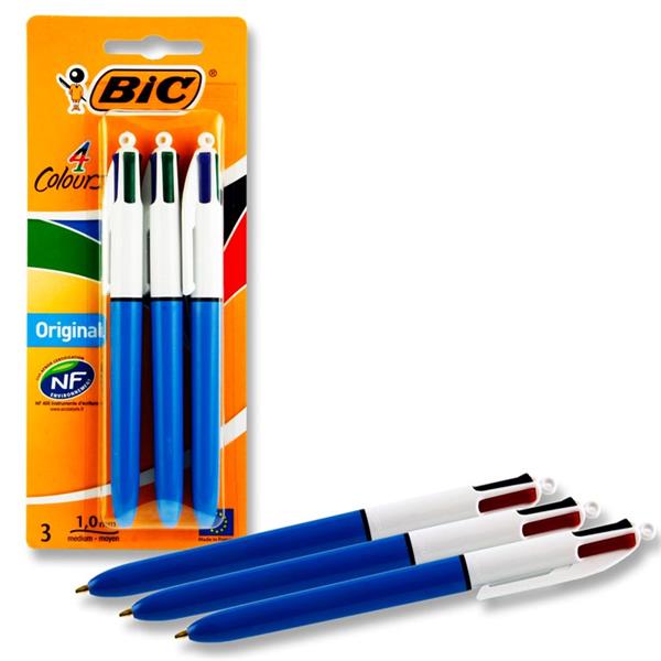Bic Card 3 Original 4 Colour Retractable Biros