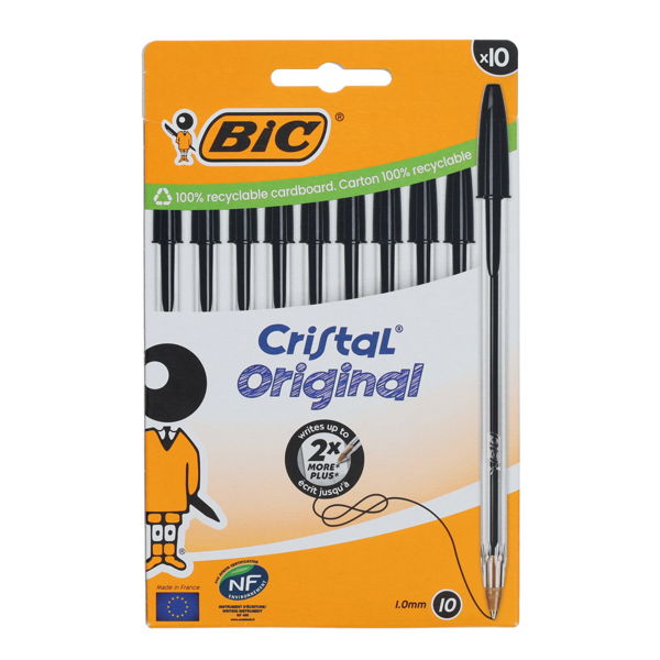 BIC Pkt10 Cristal Ballpoint Pen - Black