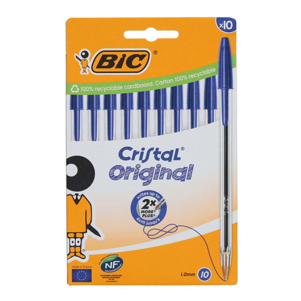 BIC Pkt10 Cristal Ballpoint Pen - Blue