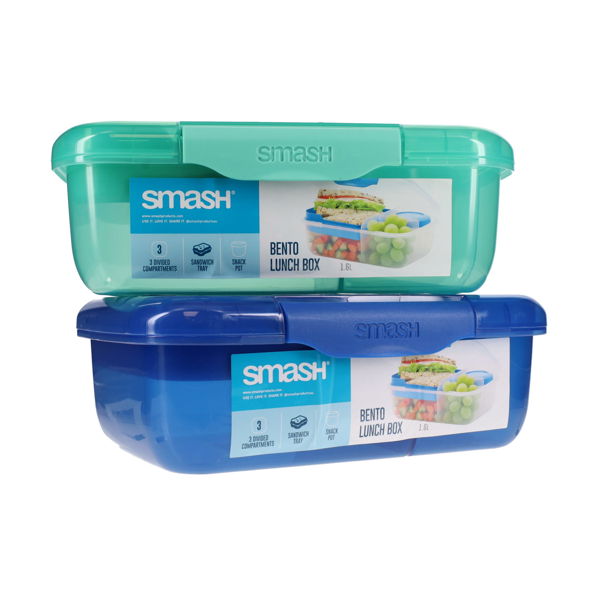 Smash 1.6L Bento Lunch Box 2 Asst