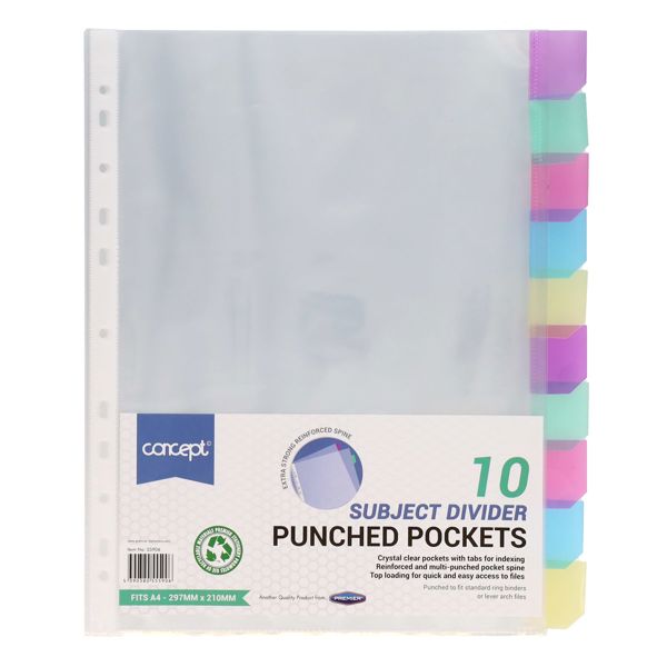 Concept A4 Subject Divider Punched Pockets - 10 Part