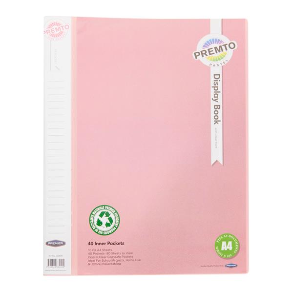Premto Pastel A4 40 Pocket Display Book Cdu - Pink Sherbet