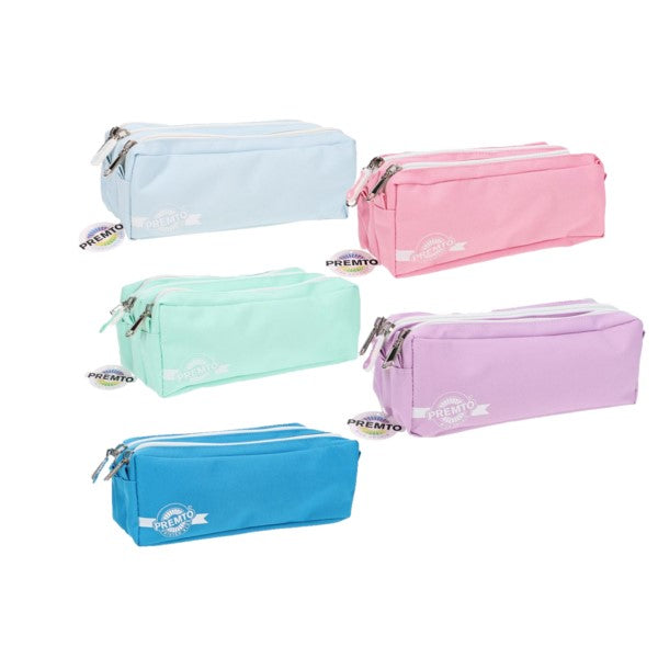 Premto Pastel 3 Pocket Pencil Case - 5 Asst