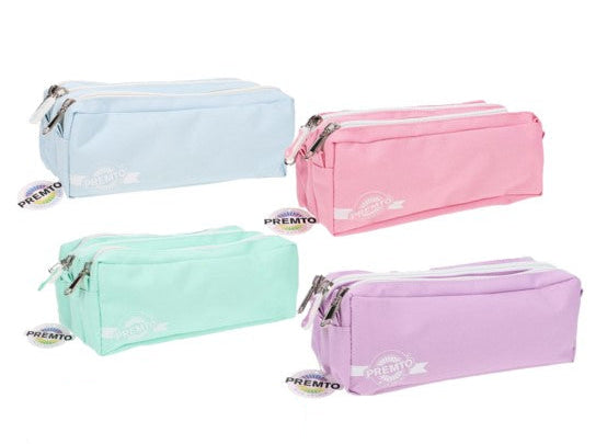 Premto Pastel 3 Pocket Pencil Case - 5 Asst