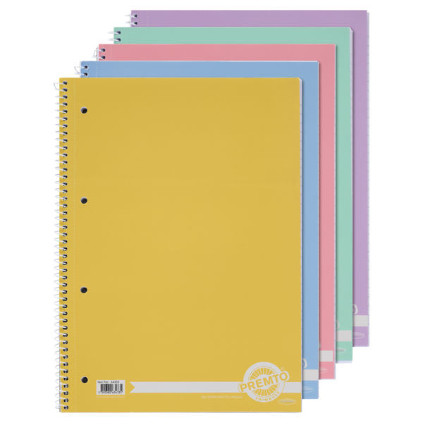 Premto Pastel A4 160pg Spiral Notebook - 5 Asst