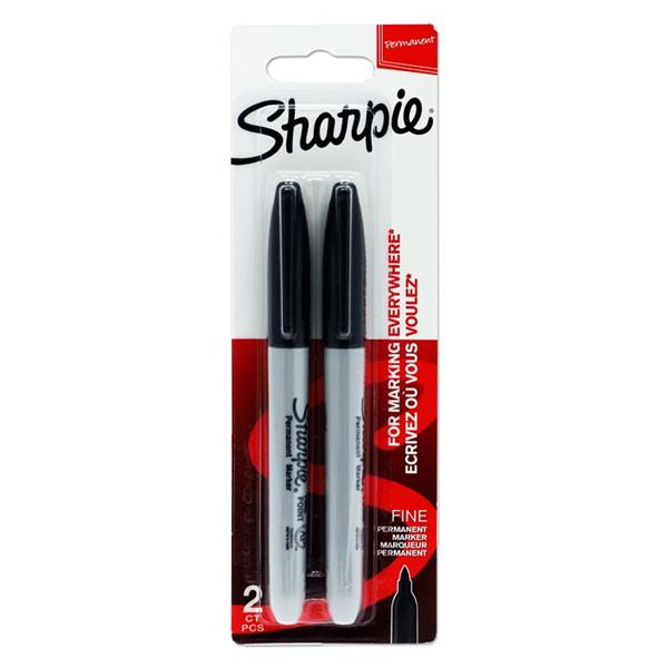 Sharpie Pkt2 Fine Tip Permanent Markers - Black