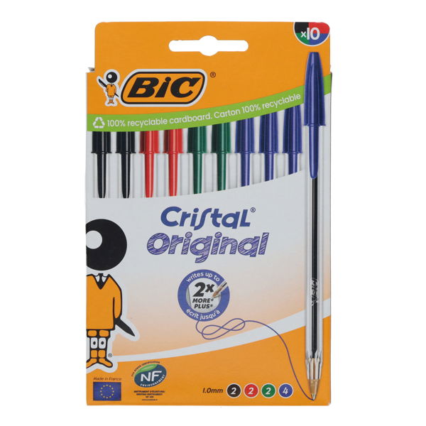 BIC Pkt.10 Cristal Ballpoint Pens - Asst