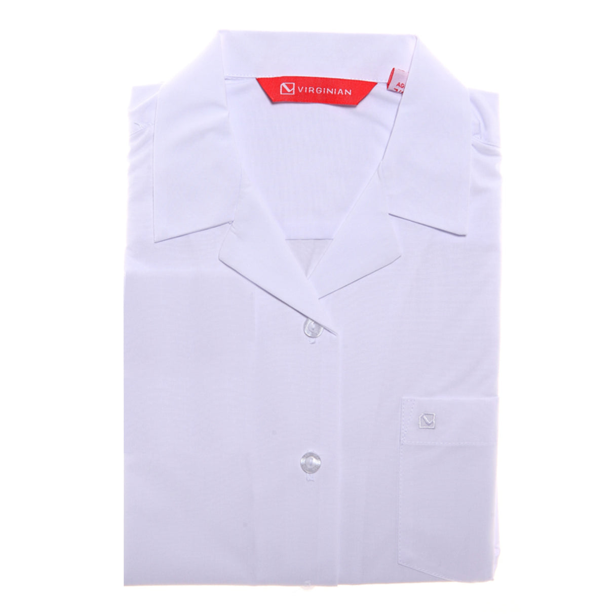 White Short Sleeve Revere Blouse (Single Pack)