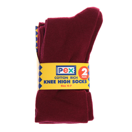 Knee Socks Wine (Girls)  Twin Pack