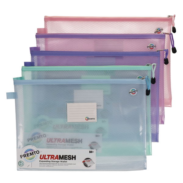 Premto Pastel B4+ Ultramesh Expanding Storage Wallet Cdu 5 Asst