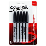 Sharpie Pkt5 Fine Tip Permanent Markers - Black