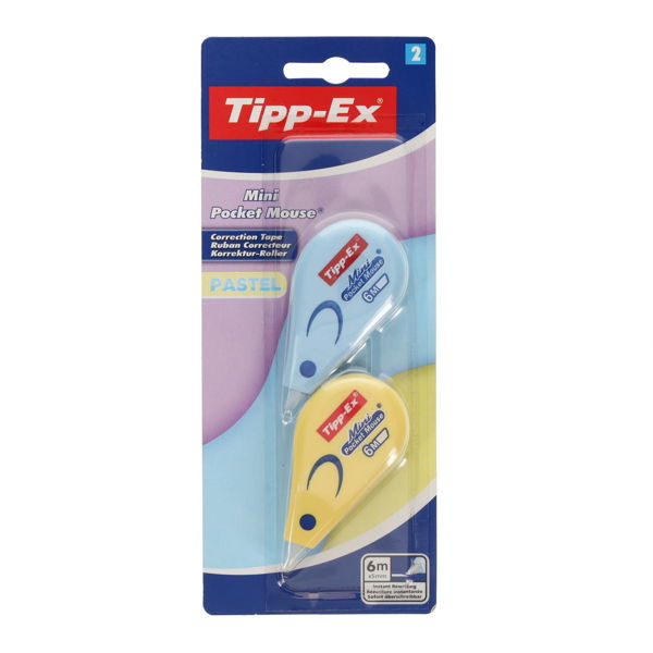 BIC Tippex Pkt2 Pastel Mini Correction Tape Pocket Mouse